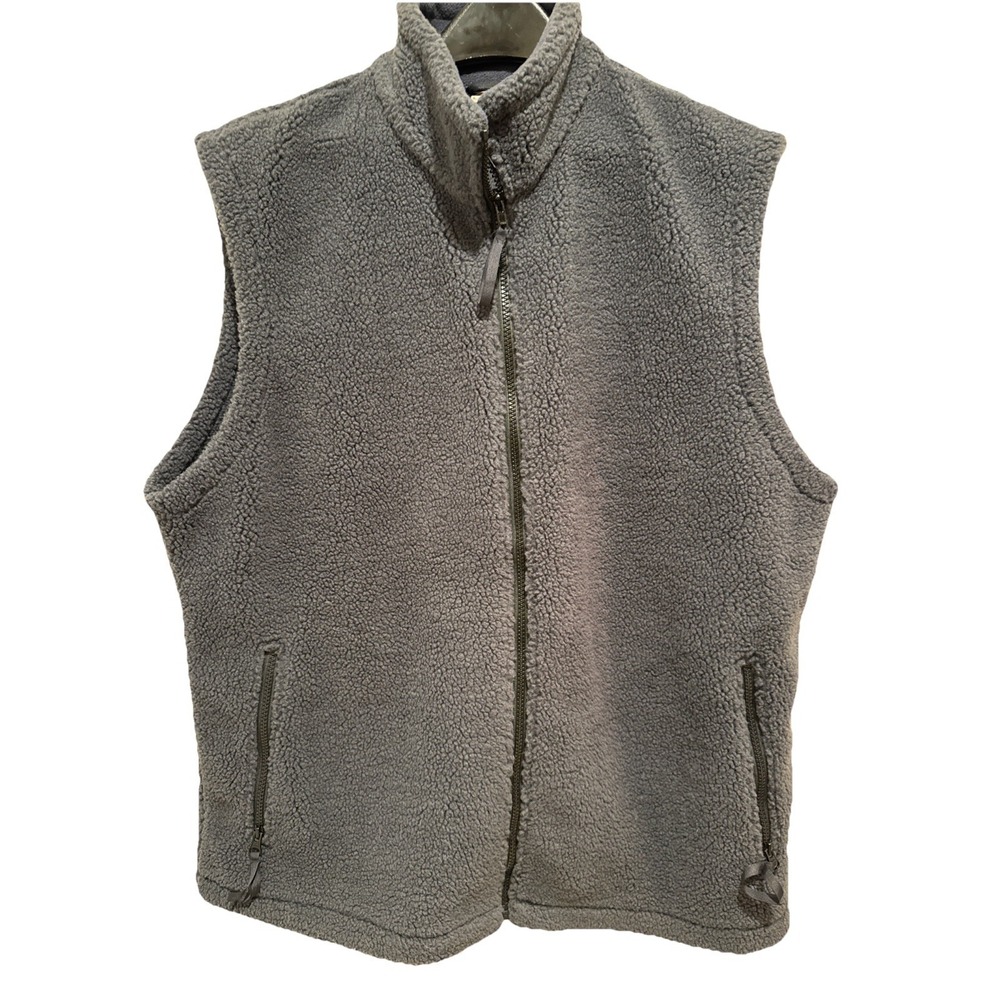 Vintage Mens Lowe Alpine Gray Deep Pile Fleece Vest Sz L Patagonia Style Zip Up